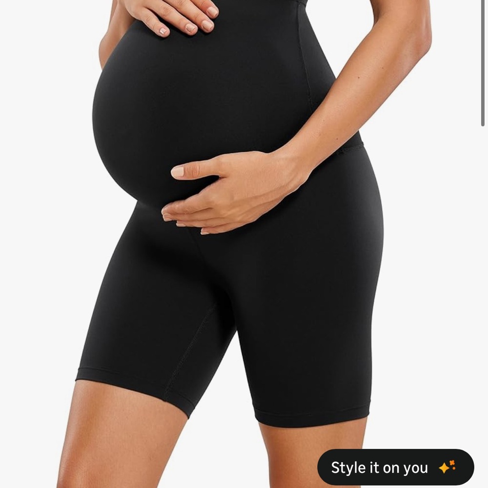 CRZ Yoga Black Maternity Biker Shorts